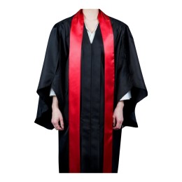 Designed black gown graduation gown Customized black mortarboard with black ties and tassels Red silk shawl Designed sleeves with slits Associate Graduation gown manufacturer City University of Hong Kong DA497 Designed black gown graduation gown Customized black mortarboard with black ties and tassels Red silk shawl Designed sleeves with slits Associate Graduation gown manufacturer City University of Hong Kong DA497